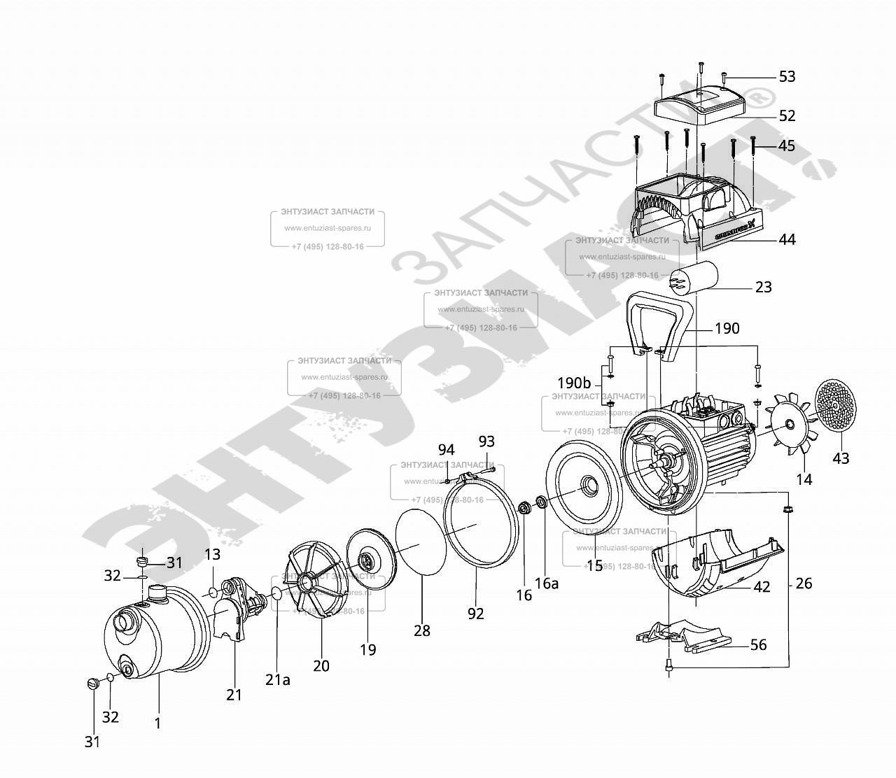 ЗАПЧАСТИ К НАСОСУ САДОВОМУ GRUNDFOS JP 4-47 (АРТ. 99458767) (C 1905 ...