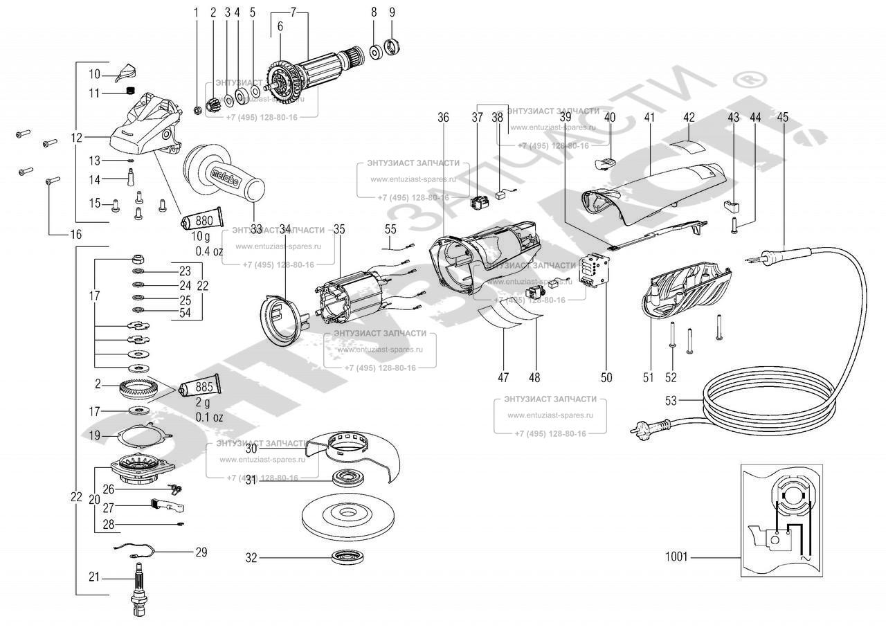 ЗАПЧАСТИ ДЛЯ МАШИНЫ ШЛИФОВАЛЬНОЙ УГЛОВОЙ ЭЛЕКТРИЧЕСКОЙ METABO W 11-125  QUICK (ТИП 00270000) | Все для ремонта инструментов и оборудования -  entuziast-spares.ru