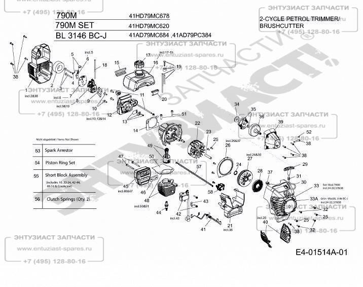 Строение триммера бензинового двигателя