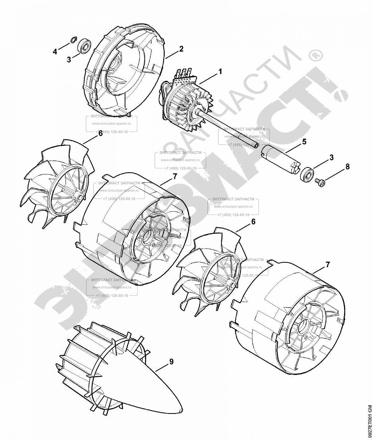 ЗАПЧАСТИ ДЛЯ ВОЗДУХОДУВКИ АККУМУЛЯТОРНОЙ STIHL BGA 85 (ЭЛ. ДВИГАТЕЛЬ) | Все  для ремонта инструментов и оборудования - entuziast-spares.ru